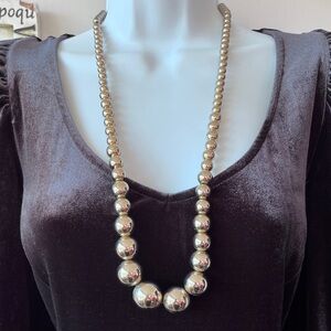 Vintage Graduated Beaded Strand Sterling Silver Polished Beads Korea Necklace